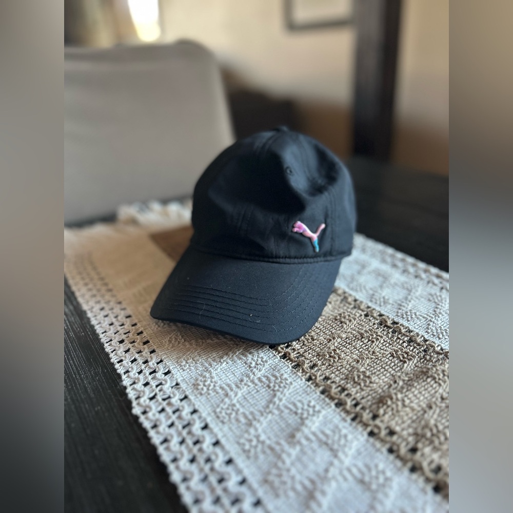 Puma Black Cap with Pink Logo